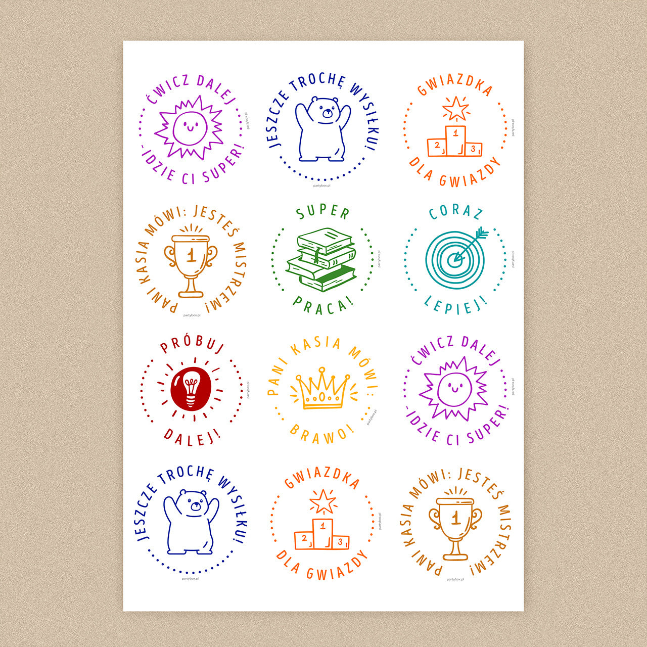 Naklejki motywacyjne z personalizacją personalizowane naklejki prezent motywacyjny prezent dla ucznia