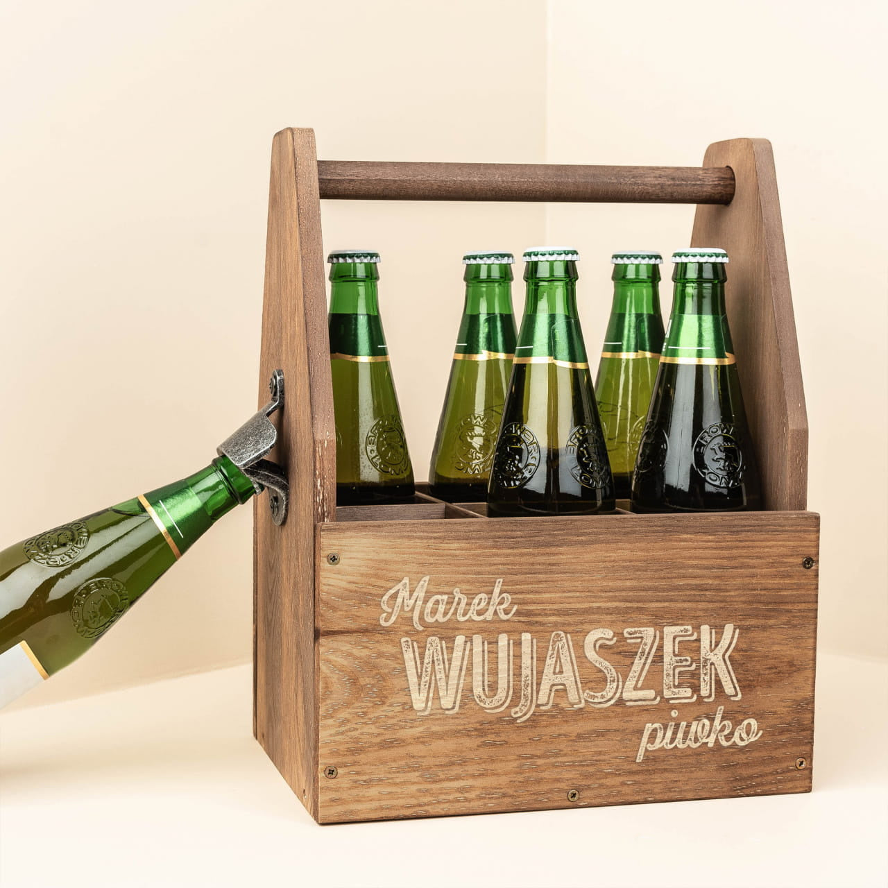 Nosidło na piwo z otwieraczem personalizowane - prezent dla wujka nosidło na piwo