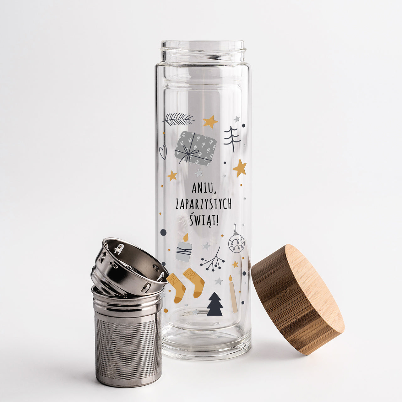  Bidon z zaparzaczem na gwiazdkę zaparzystych świąt  bidon świąteczny prezent pod choinkę