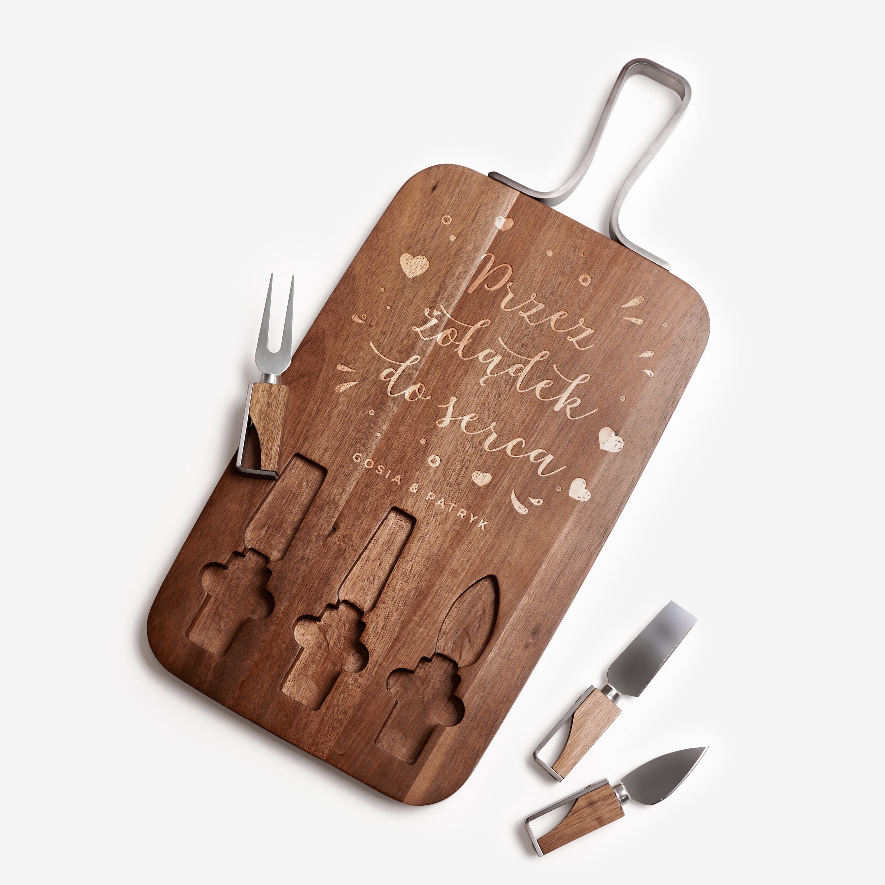 Deska z nożami do sera - prezent dla pary personalizowany prezent na rocznicę prezent rocznicowy