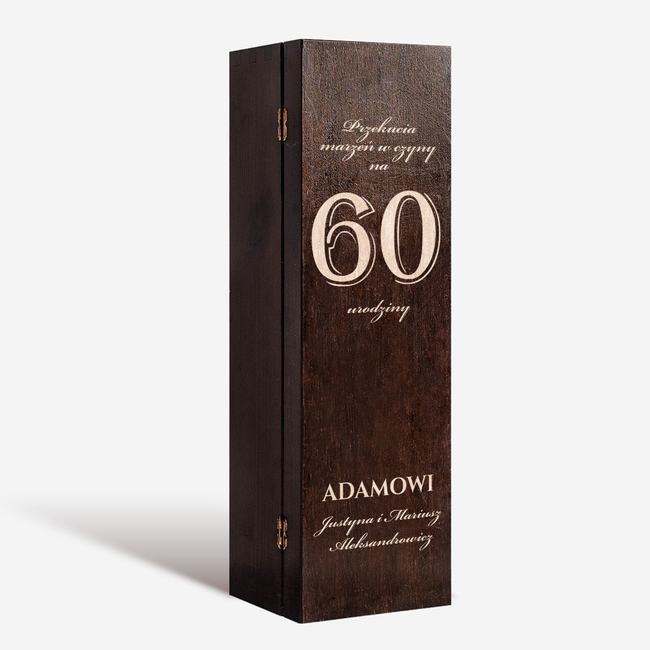 Personalizowana skrzynka na alkohol - prezent z okazji 60 urodzin skrzynka na alkohol z grawerem prezent