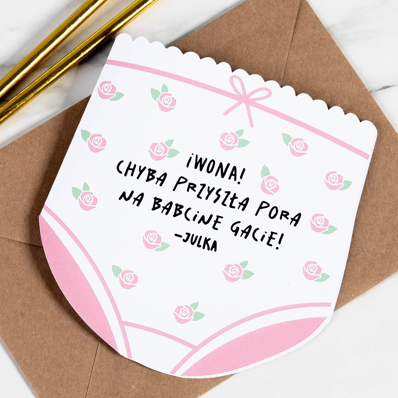 Śmieszna kartka na urodziny dla kobiety - Babcine Gacie