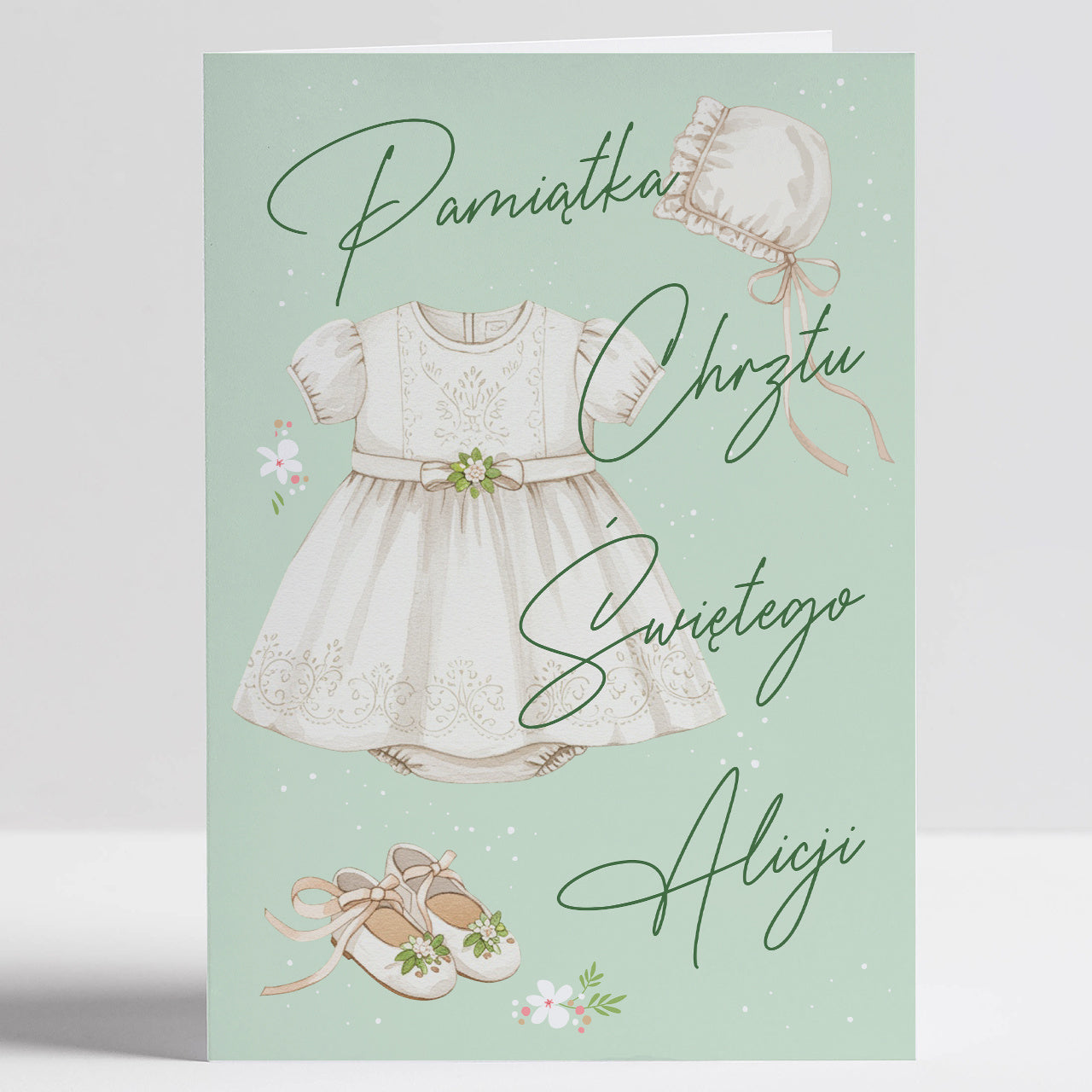 Kartka na Chrzest dla dziewczynki personalizowana kartka na Chrzest upominek na Chrzest