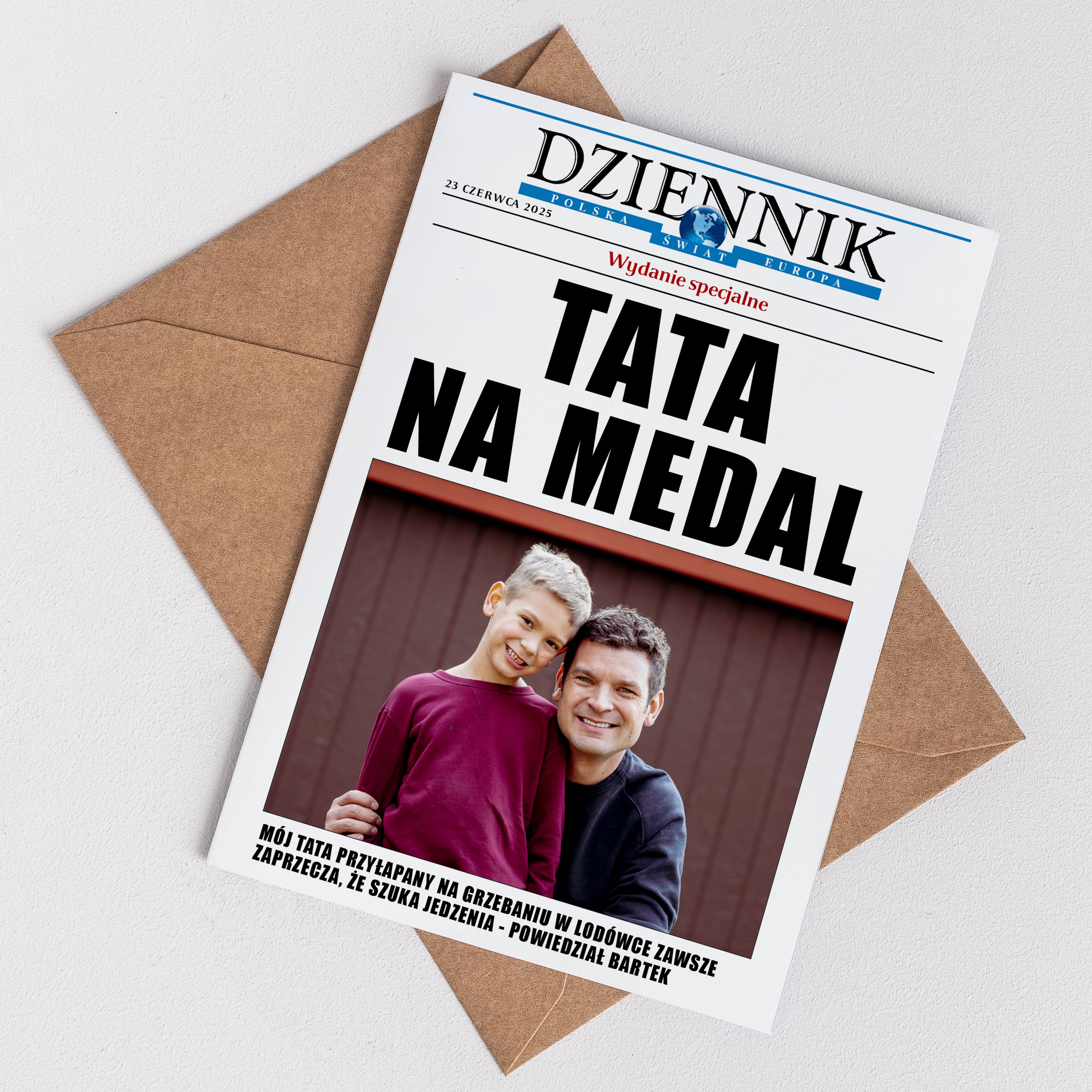 Kartka na Dzień Ojca - tata na medal prezent na Dzień Taty prezent dla taty personalizowana kartka dla Taty