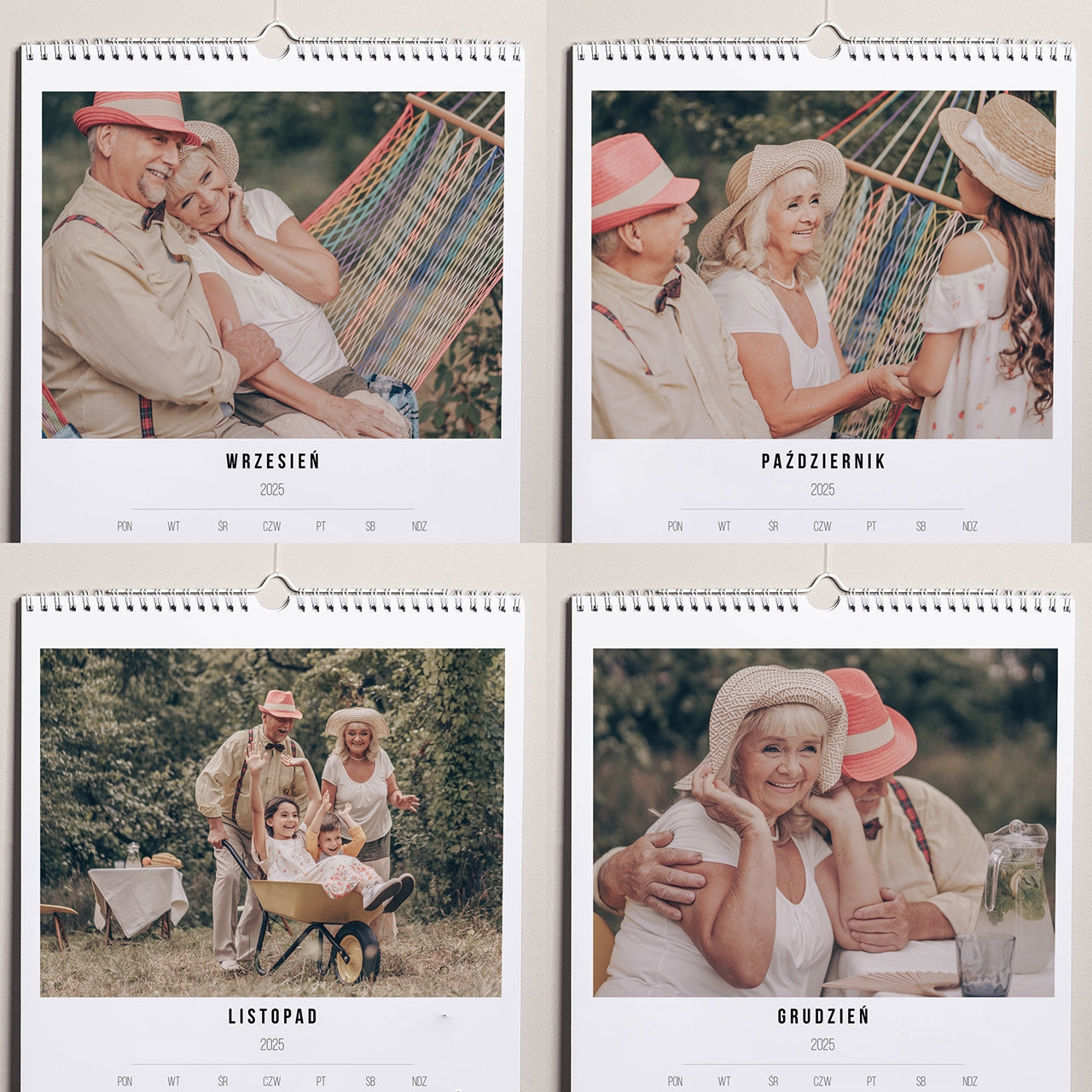 Wiszący kalendarz ze zdjęciami dla babci i dziadki