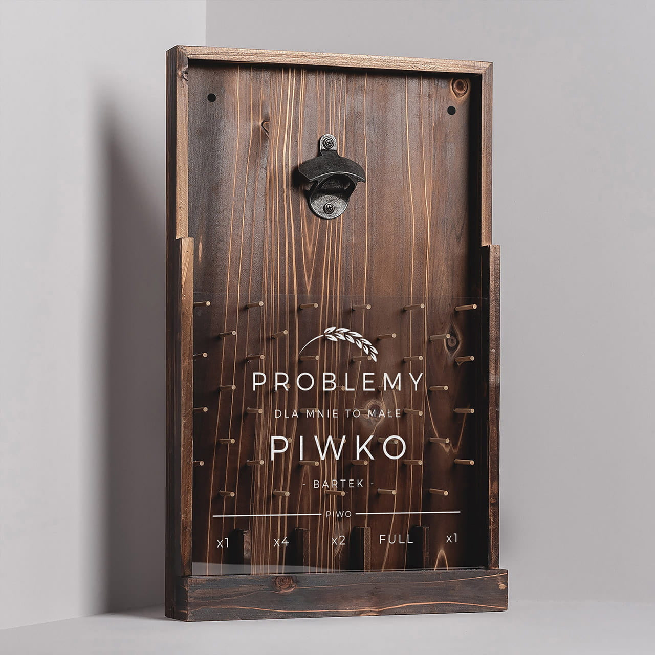 Personalizowany otwieracz z pojemnikiem na kapsle na prezent dla niego