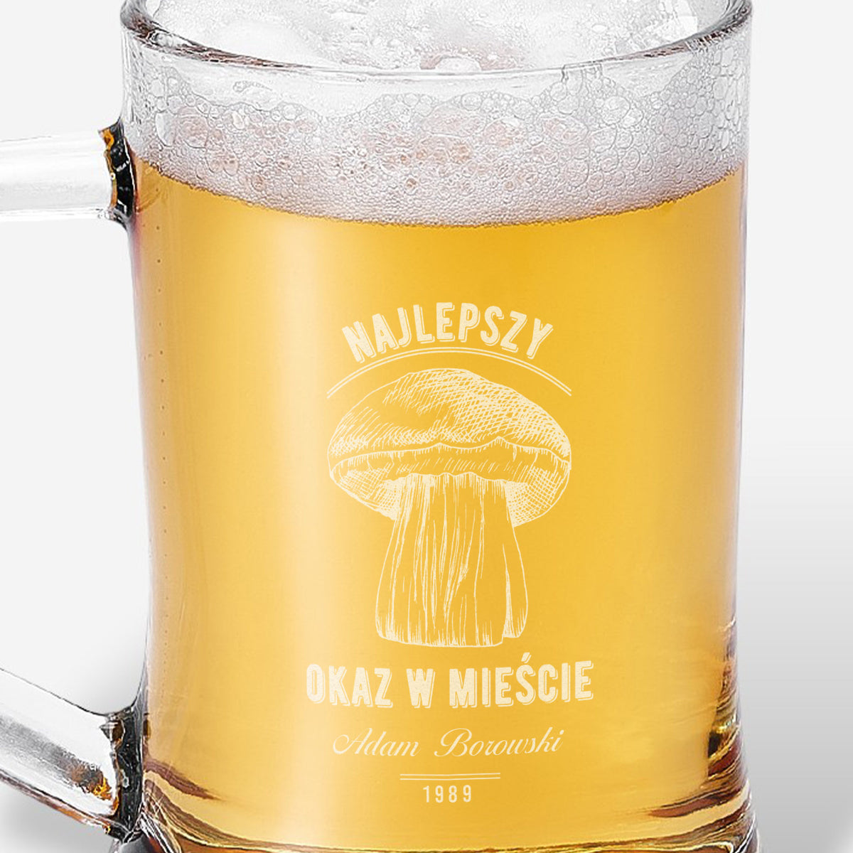 Grawerowany kufel - prezent urodzinowy dla grzybiarza