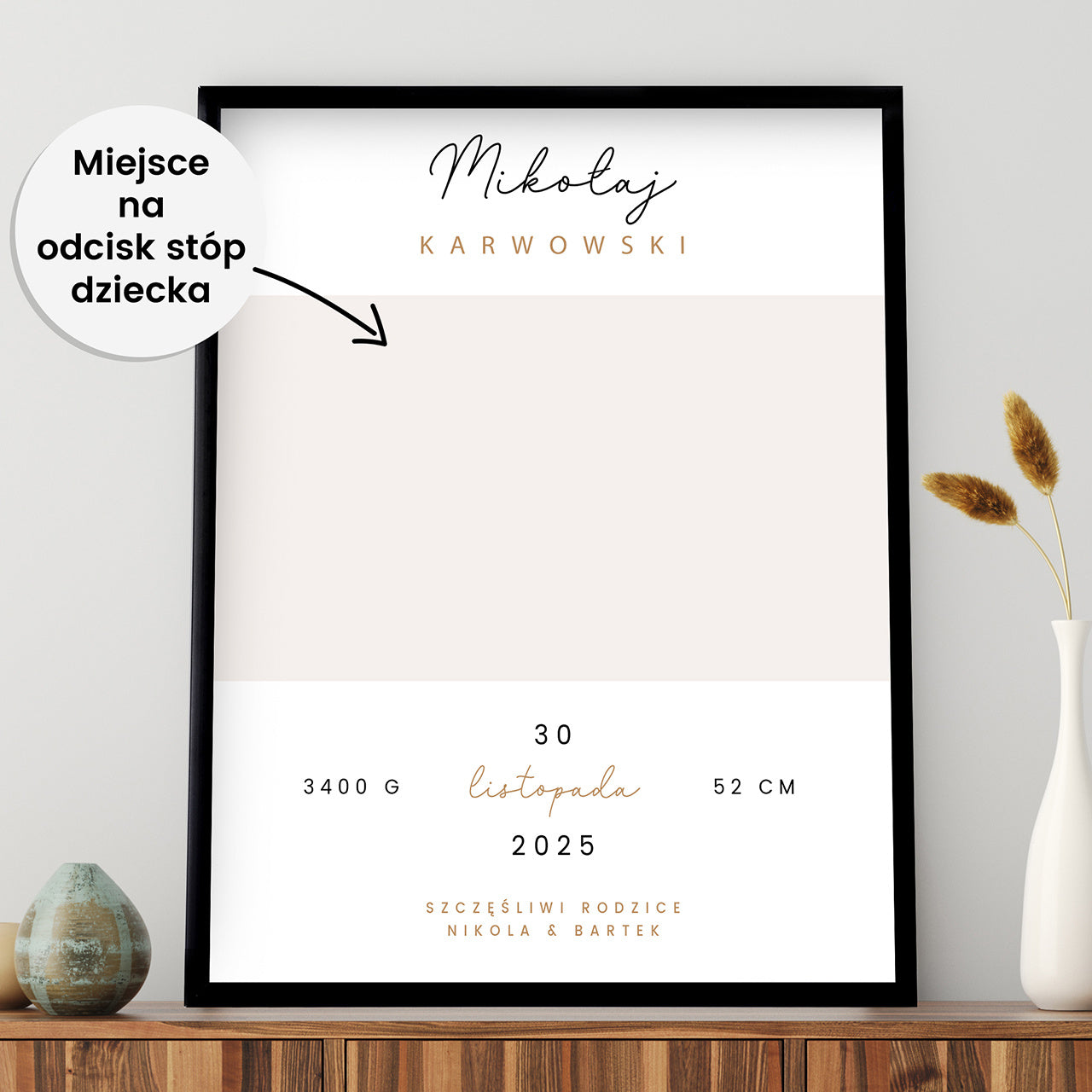 Personalizowany plakat metryczka - Odcisk Stóp