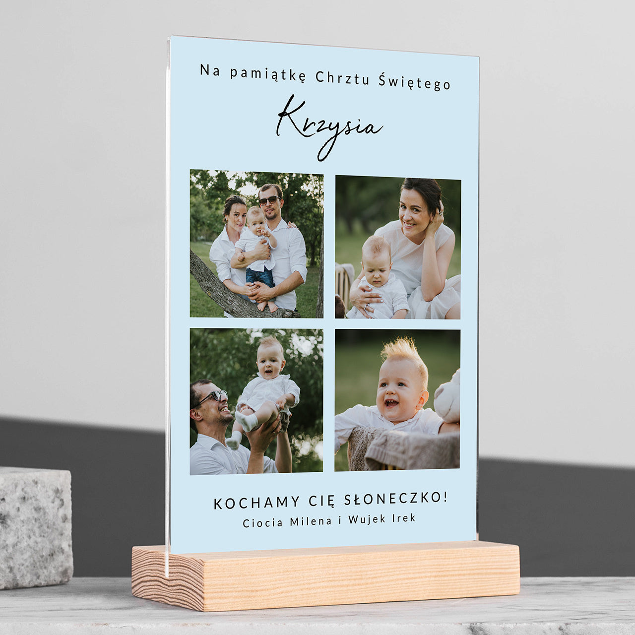 Personalizowana statuetka na Chrzest dla chłopca prezent na chrzest dla chłopca pamiątka chrztu świętego