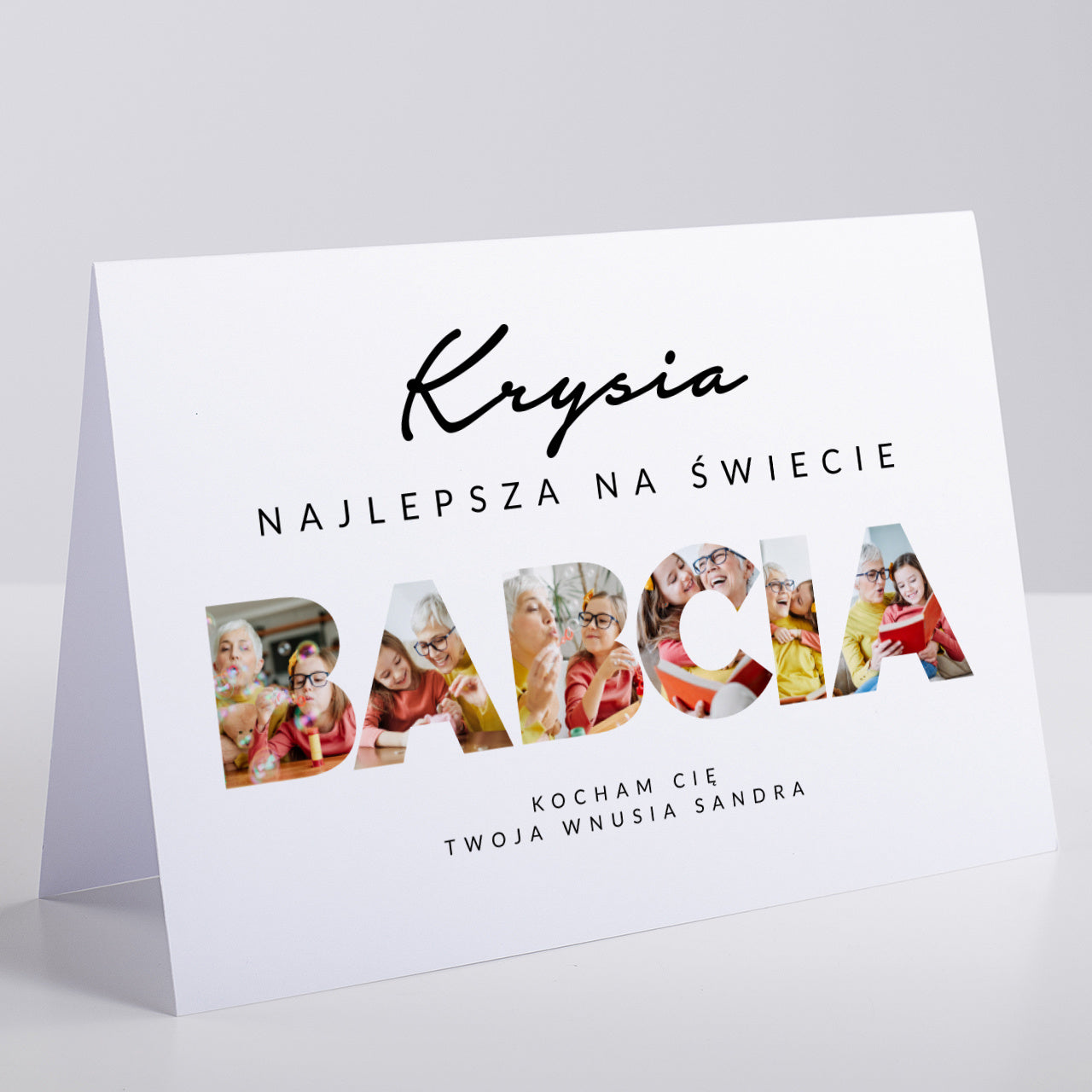Personalizowana kartka ze zdjęciami na Dzień Babci A4 kartka dla babci kartka na Dzień Babci upominek dla babci