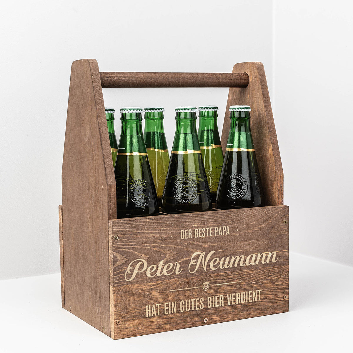 Gravierter Bierträger DER BESTE PAPA Geschenk für Papa