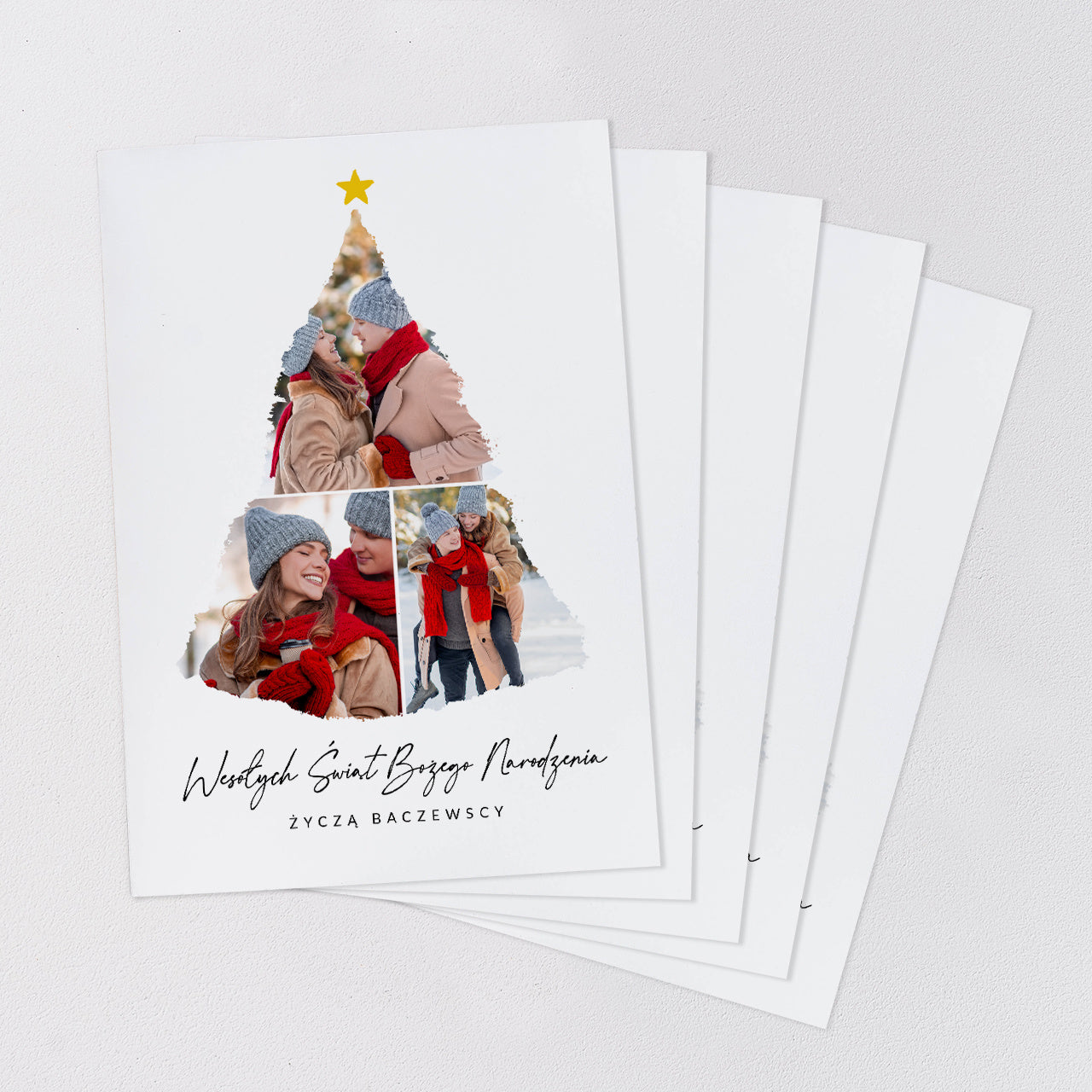 Świąteczne kartki z własnymi zdjęciami - Choinka - zestaw 5 szt.