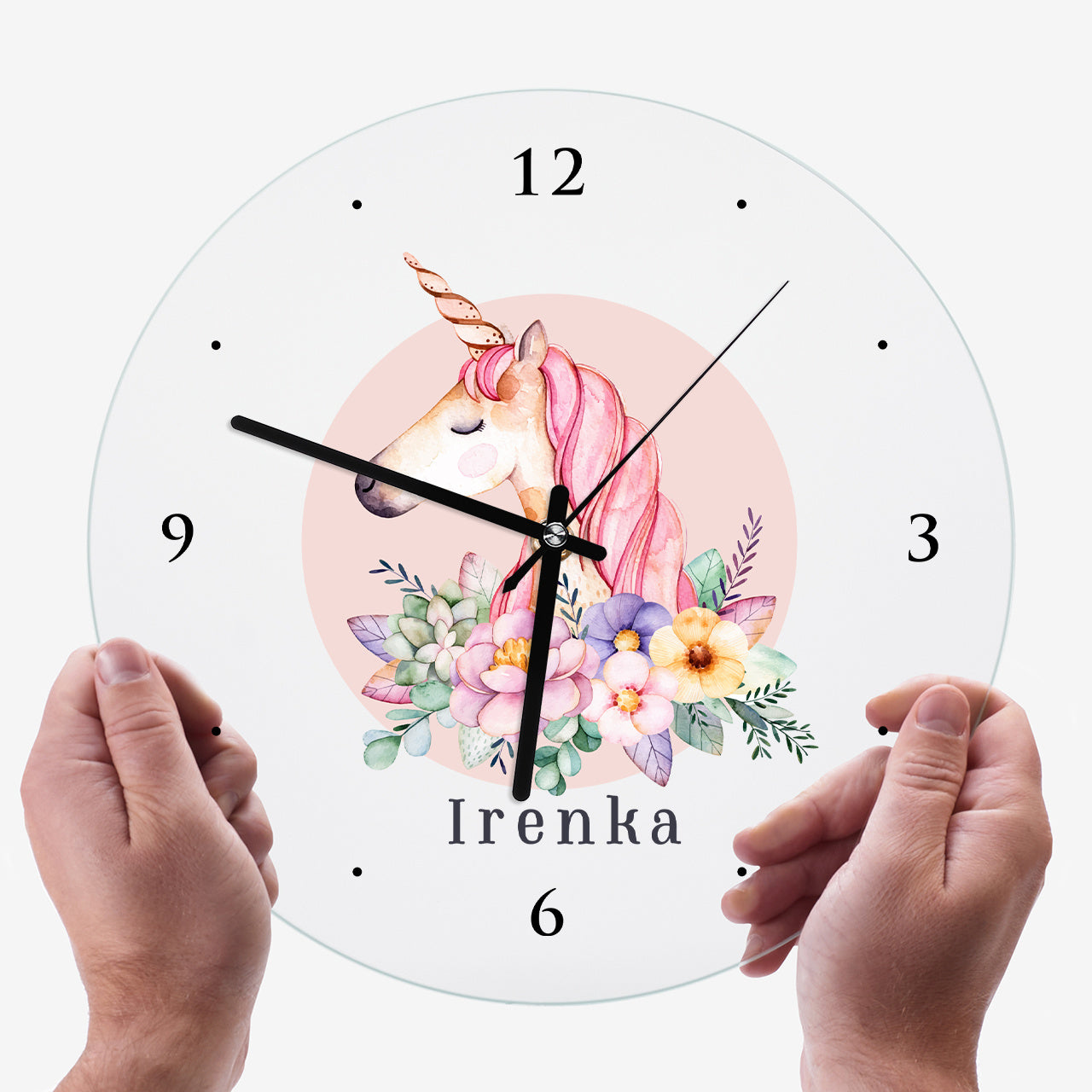 Personalizowany zegar z jednorożcem dla dziewczynki
