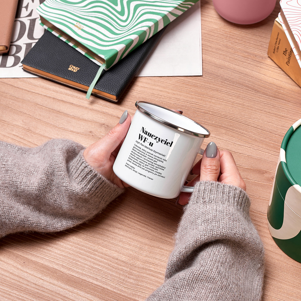 Kubek emaliowany dla wuefisty kubek personalizowany dla nauczyciela wfu prezent dla wuefisty