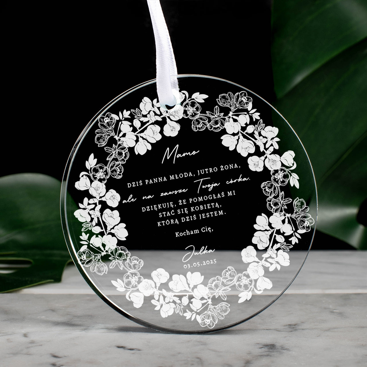 Personalizowana zawieszka - podziękowania ślubne dla mamy