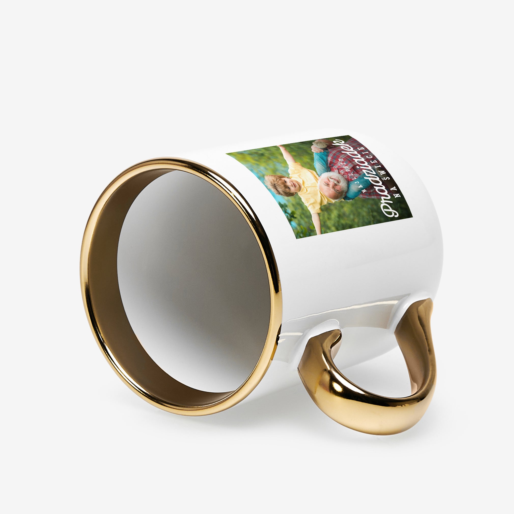 Personalizowany kubek ze złotym uchem dla pradziadka