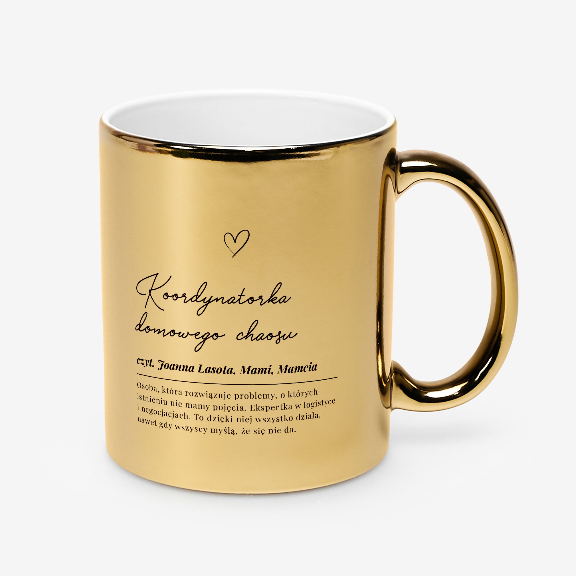 Personalizowany kubek złoty dla mamy - koordynatorka chaosu prezent dla mamy elegancki kubek dla mamy