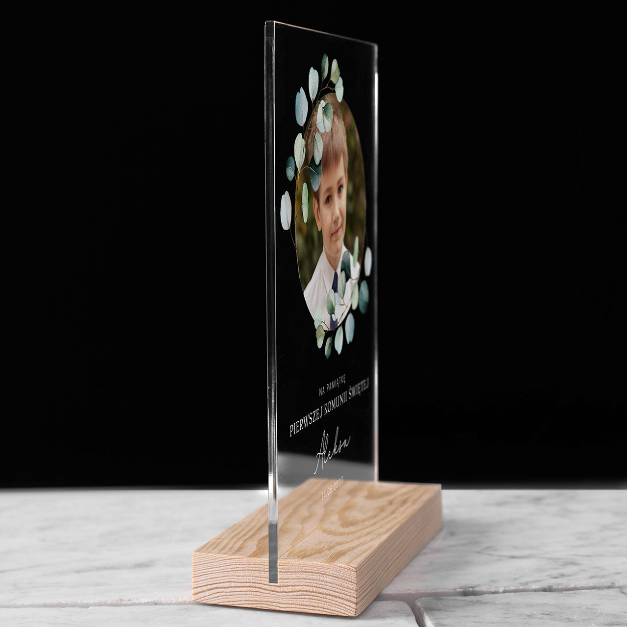 Personalizowana statuetka ze zdjęciem - prezent na Komunię statuetka na komunię pamiątka komunii świętej