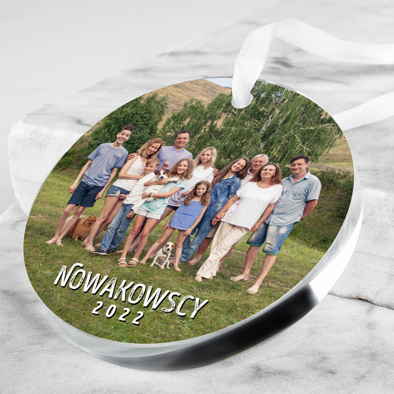 Szklana zawieszka ze zdjęciem - upominek dla rodziny