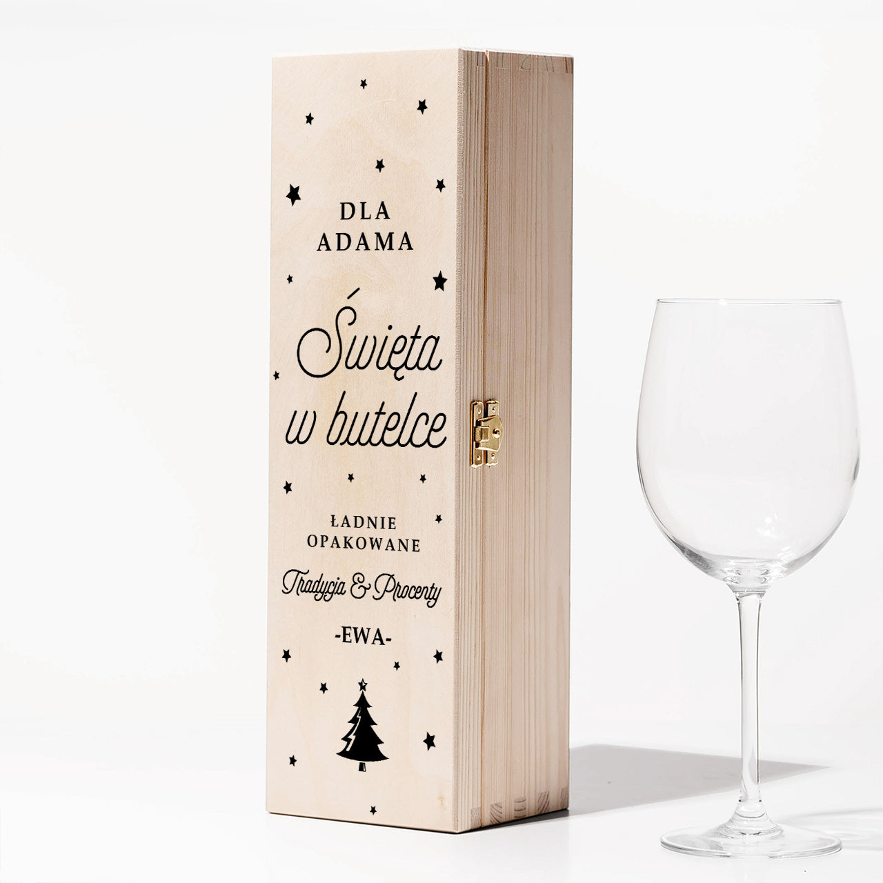 , prezent pod choinkę, drewniane pudełko na alkohol, prezent świąteczny dla mężczyzny