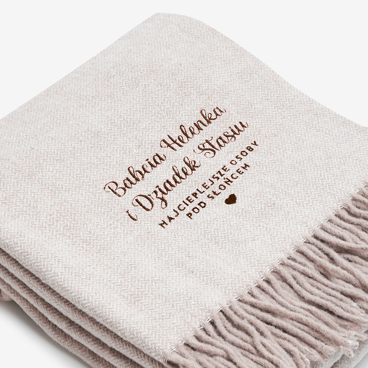 Beżowy koc z wełny - prezent na Dzień Babci i Dziadka koc wełniany beżowy koc prezent dla Babci i Dziadka