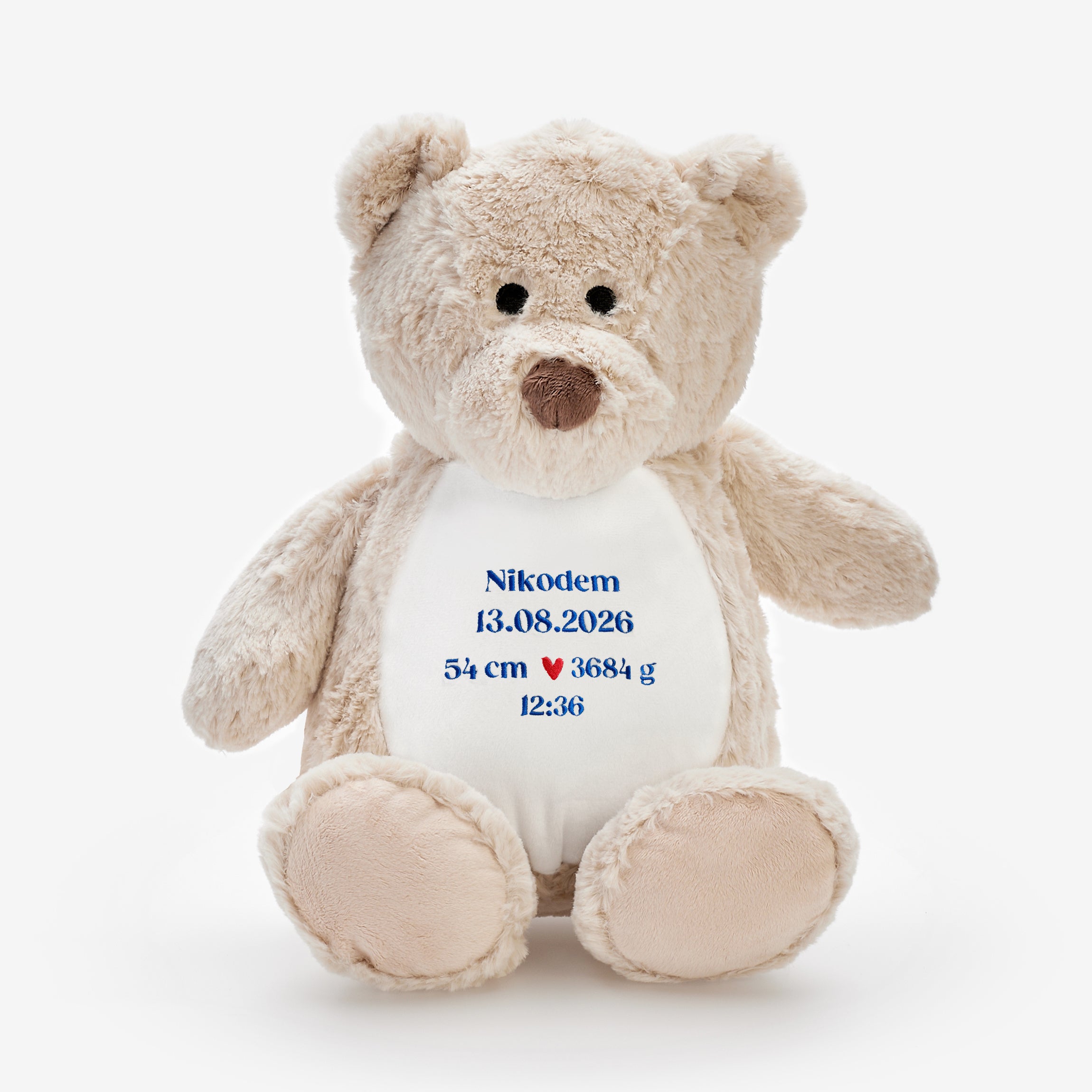 Maskotka miś dla chłopca - metryczka pamiątka narodzin chłopca personalizowany prezent dla chłopca 