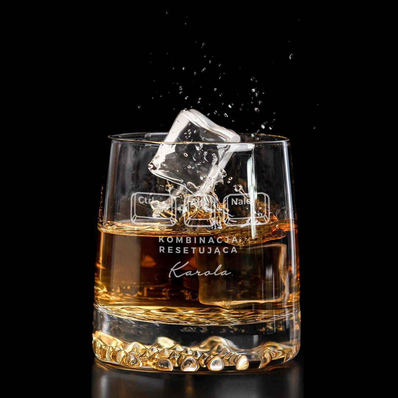 Personalizowana szklanka do whisky - Reset - prezent dla informatyka