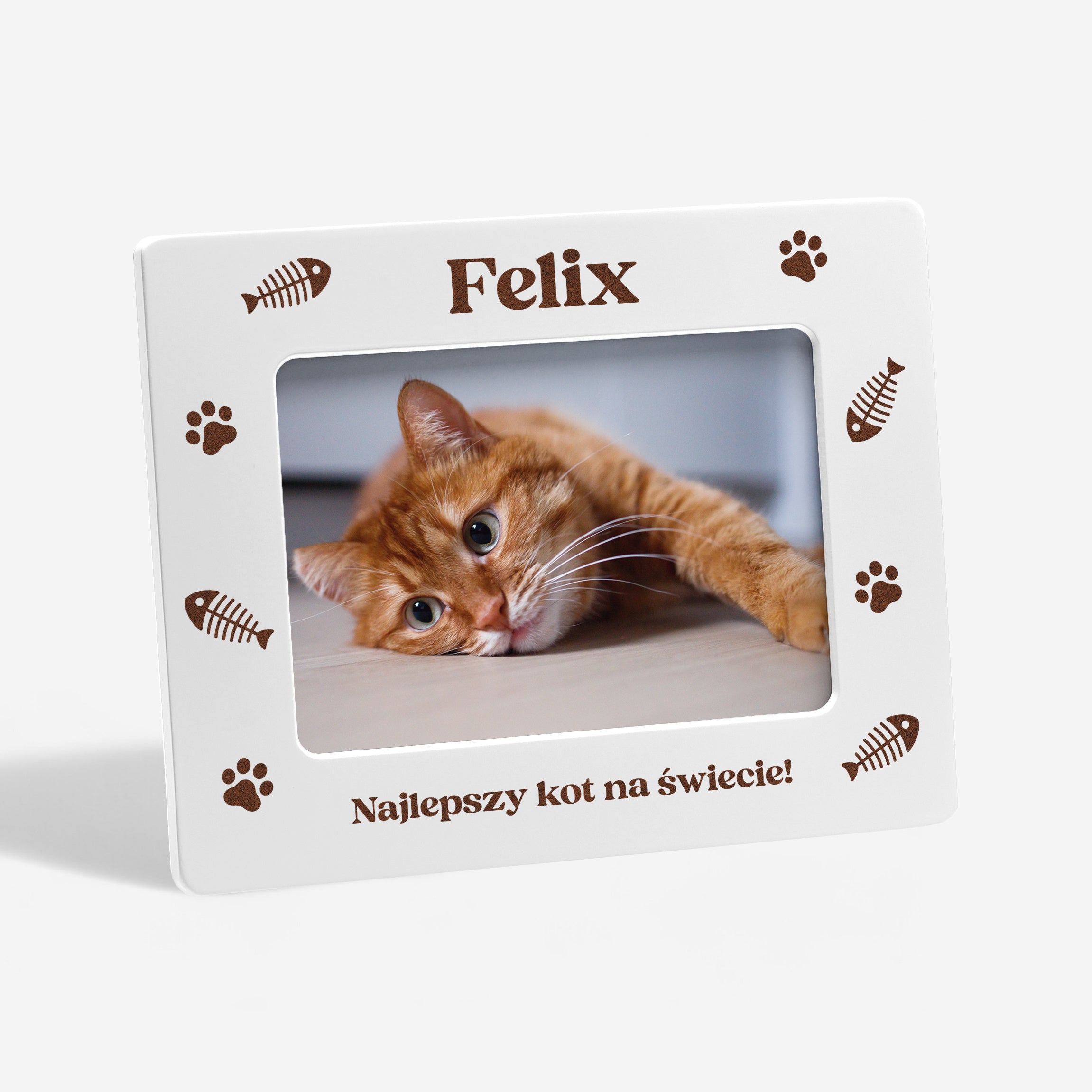 Grawerowana ramka na zdjęcie kota - prezent dla kociary