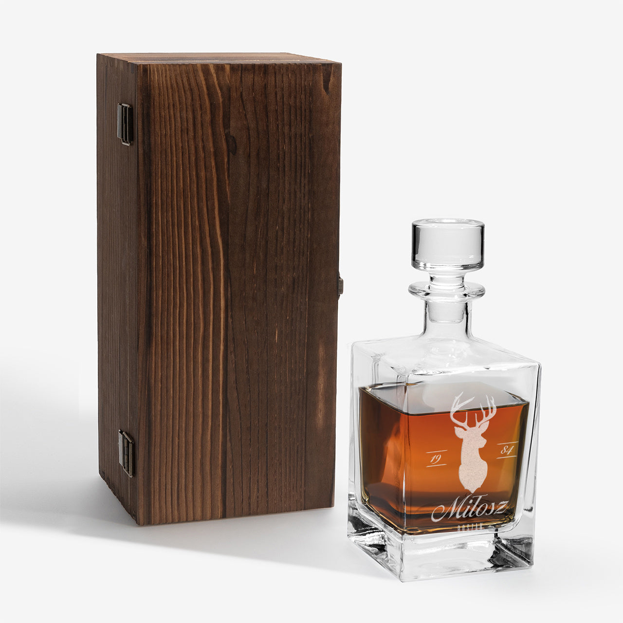 Karafka do whisky w skrzynce - prezent dla leśnika