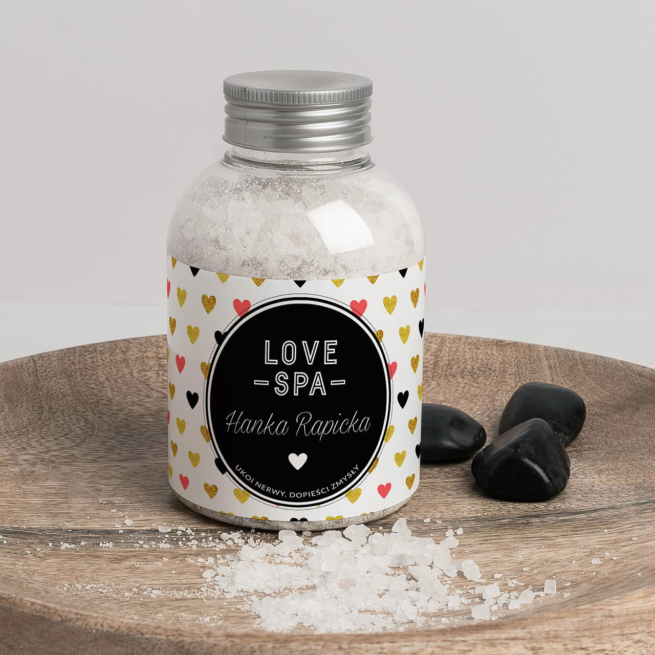 Sól do kąpieli z dedykowaną etykietą - prezent dla dziewczyny personalizowana sól domowe spa prezent