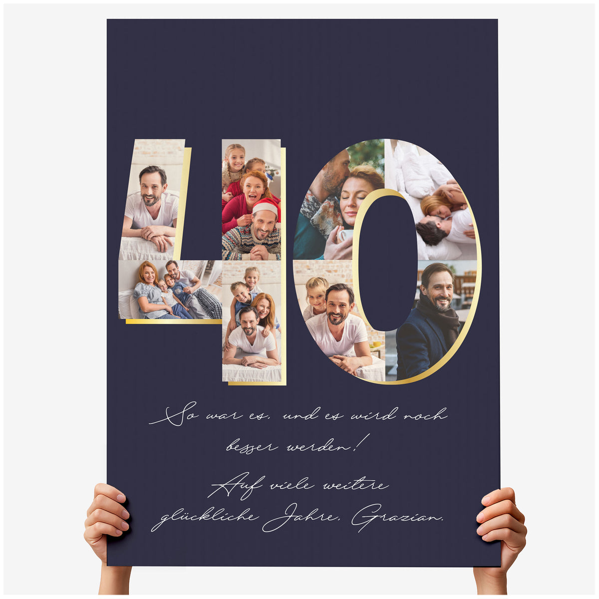 Große Geburtstagskarte FOTOCOLLAGE GESCHENK ZUM 40. GEBURTSTAG FÜR EINEN MANN