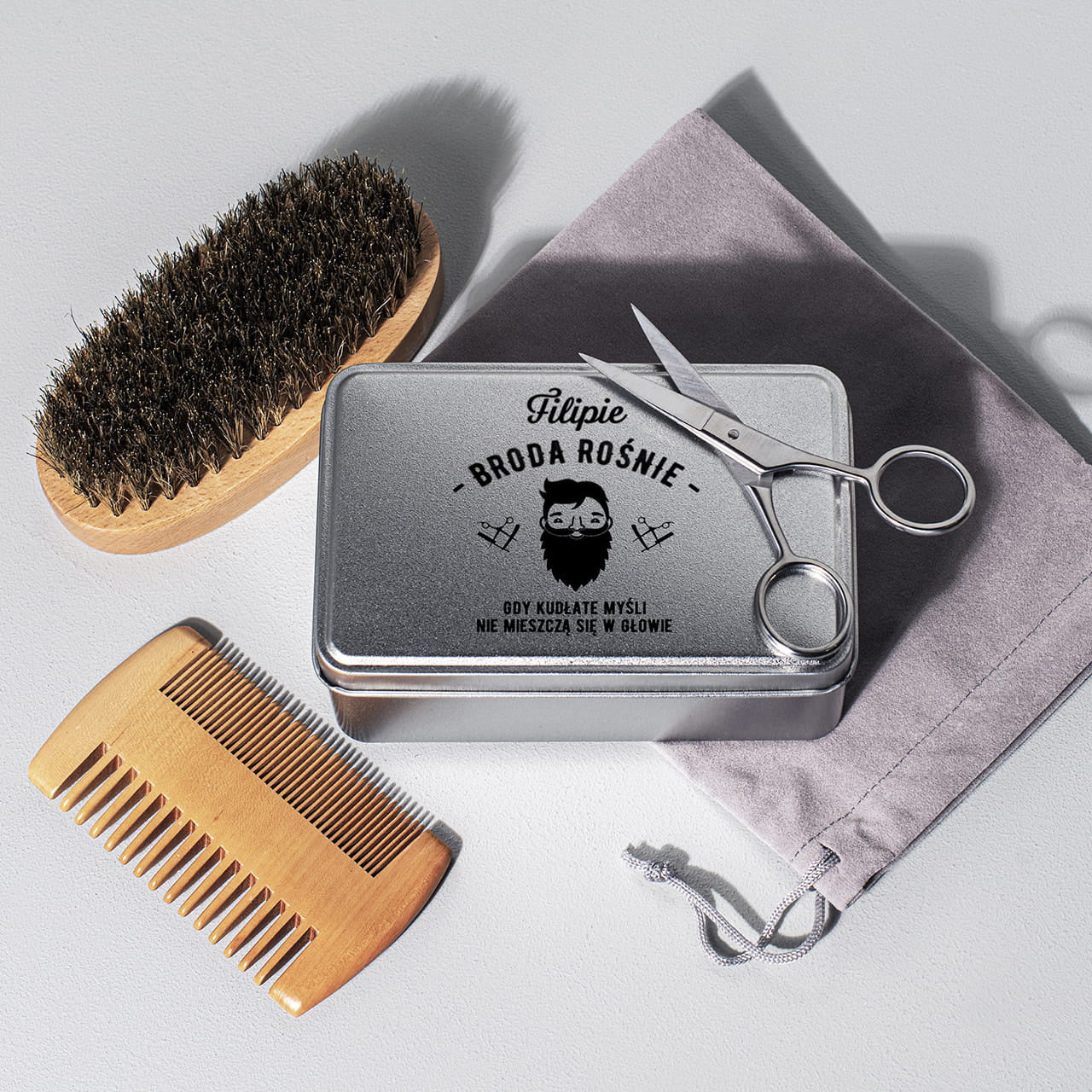 Akcesoria do brody - Kudłate Myśli - prezent dla kolegi prezent dla mężczyzny zestaw do pielęgnacji brody