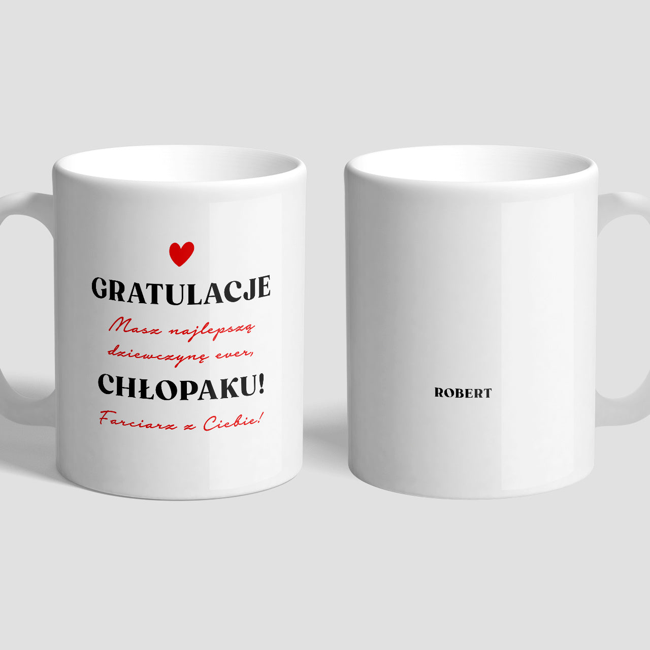 Personalizowany kubek dla chłopaka - Gratulacje - zabawny prezent dla niego śmieszny kubek dla chłopaka na Dzień Chłopaka