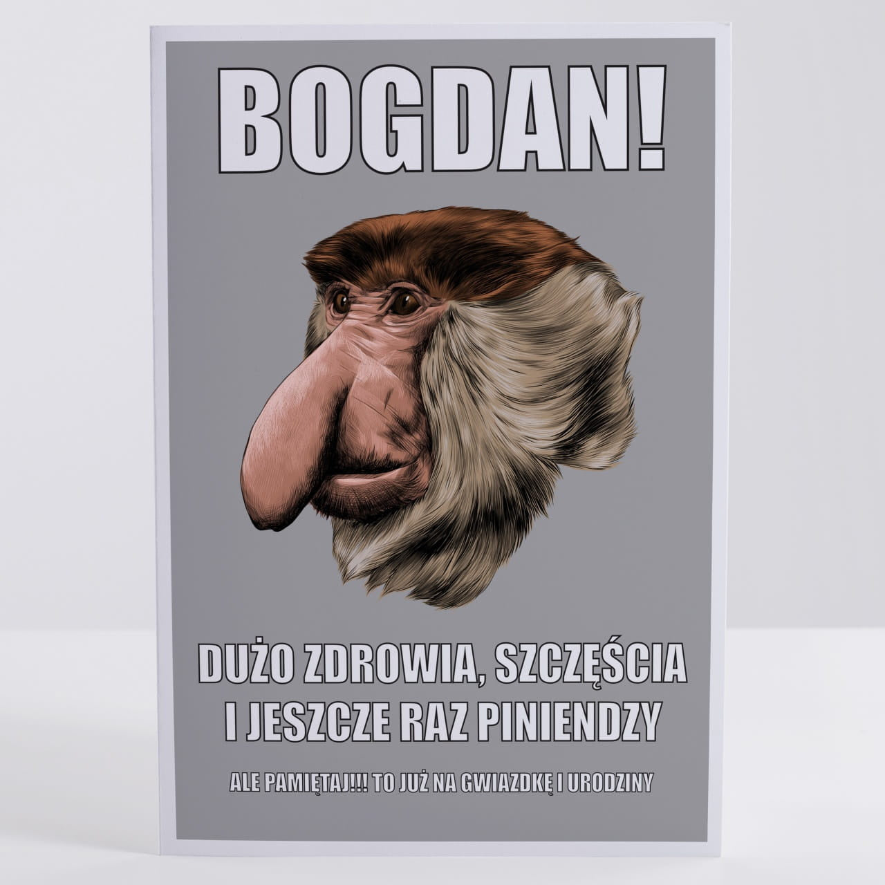 Śmieszna kartka urodzinowa - Nosacz upominek urodzinowy kartka na urodziny kartka personalizowana