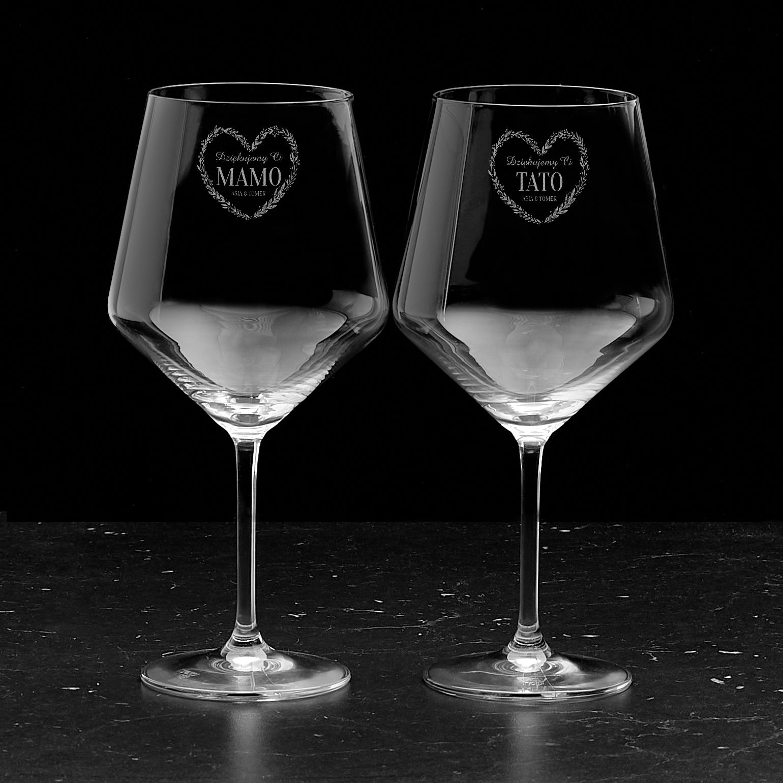 Zestaw kieliszków do wina - podziękowania ślubne dla rodziców podziękowanie dla rodziców na ślub kieliszki na wino