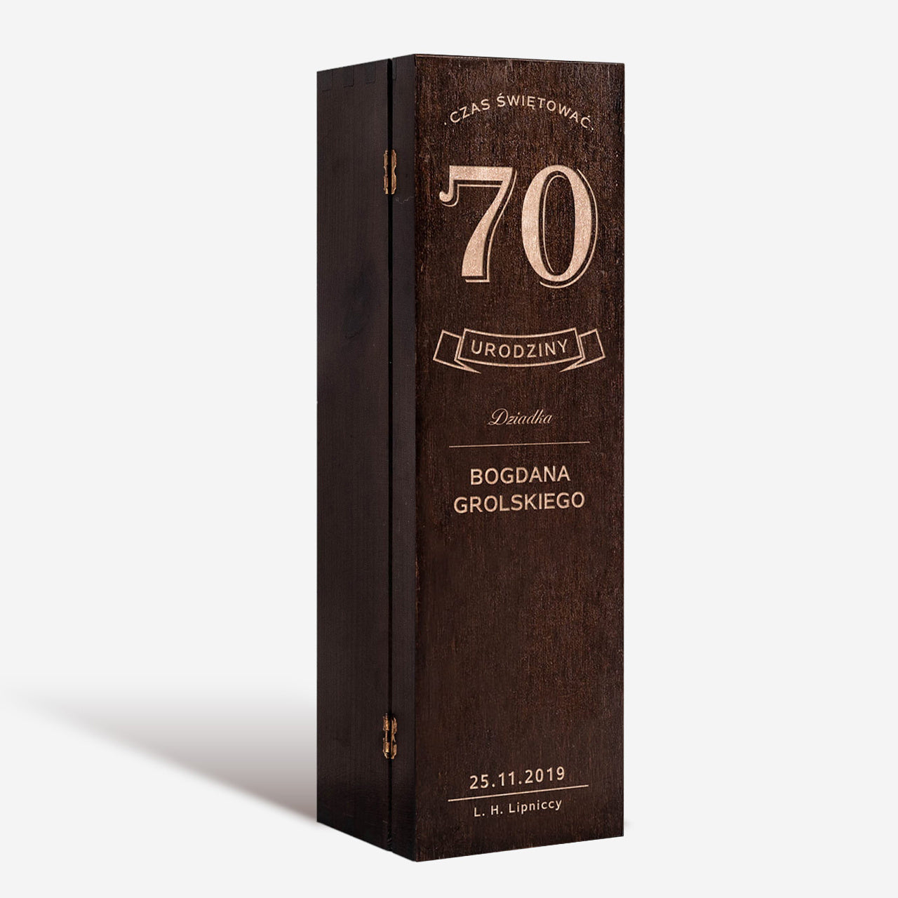 Skrzynka na whisky na prezent z okazji 70 urodzin