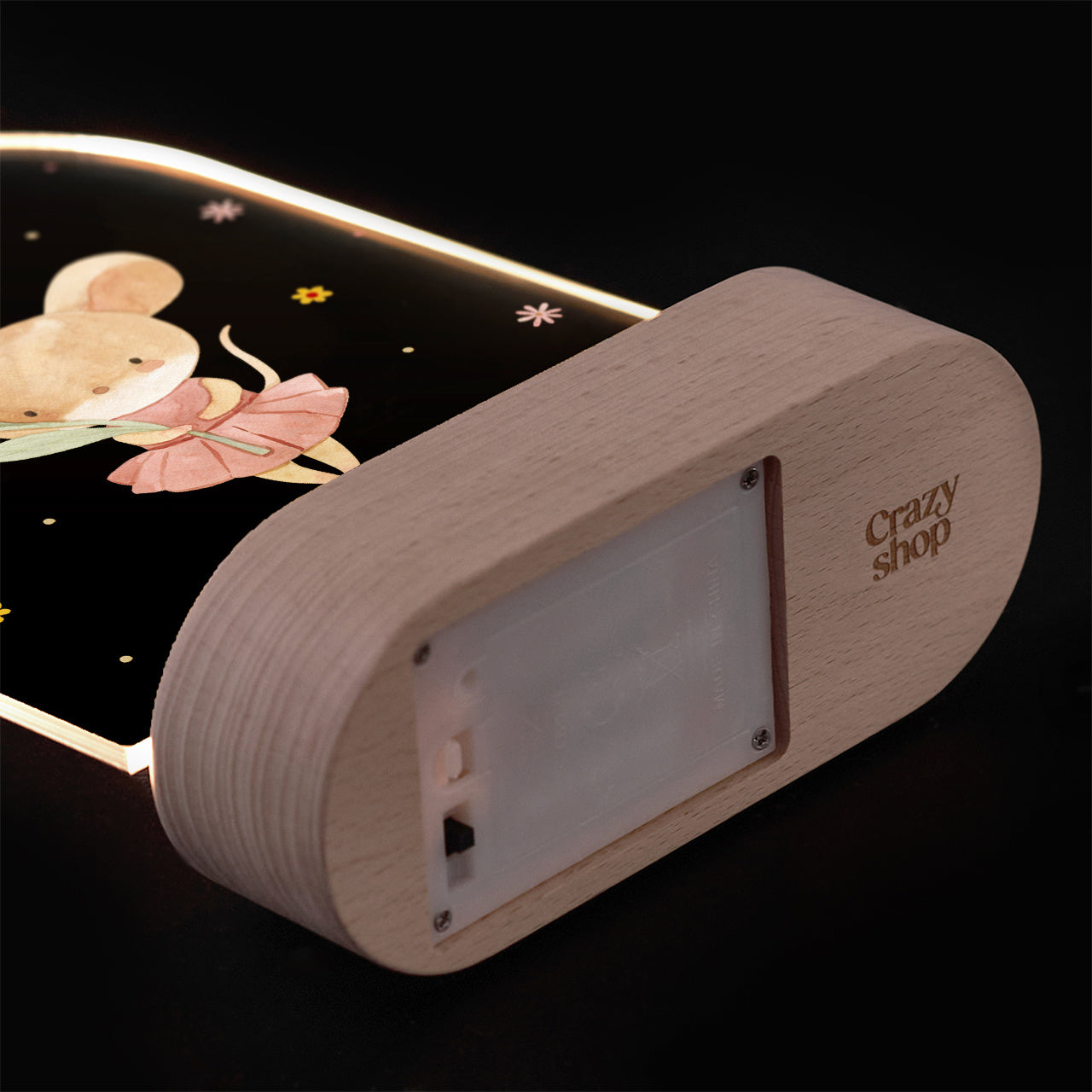 Personalizowana lampka na narodziny dziecka - Myszka lampka z imieniem dla dziewczynki