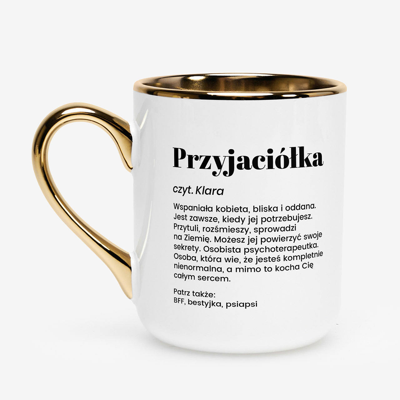 Kubek ze złotym rantem dla przyjaciółki 