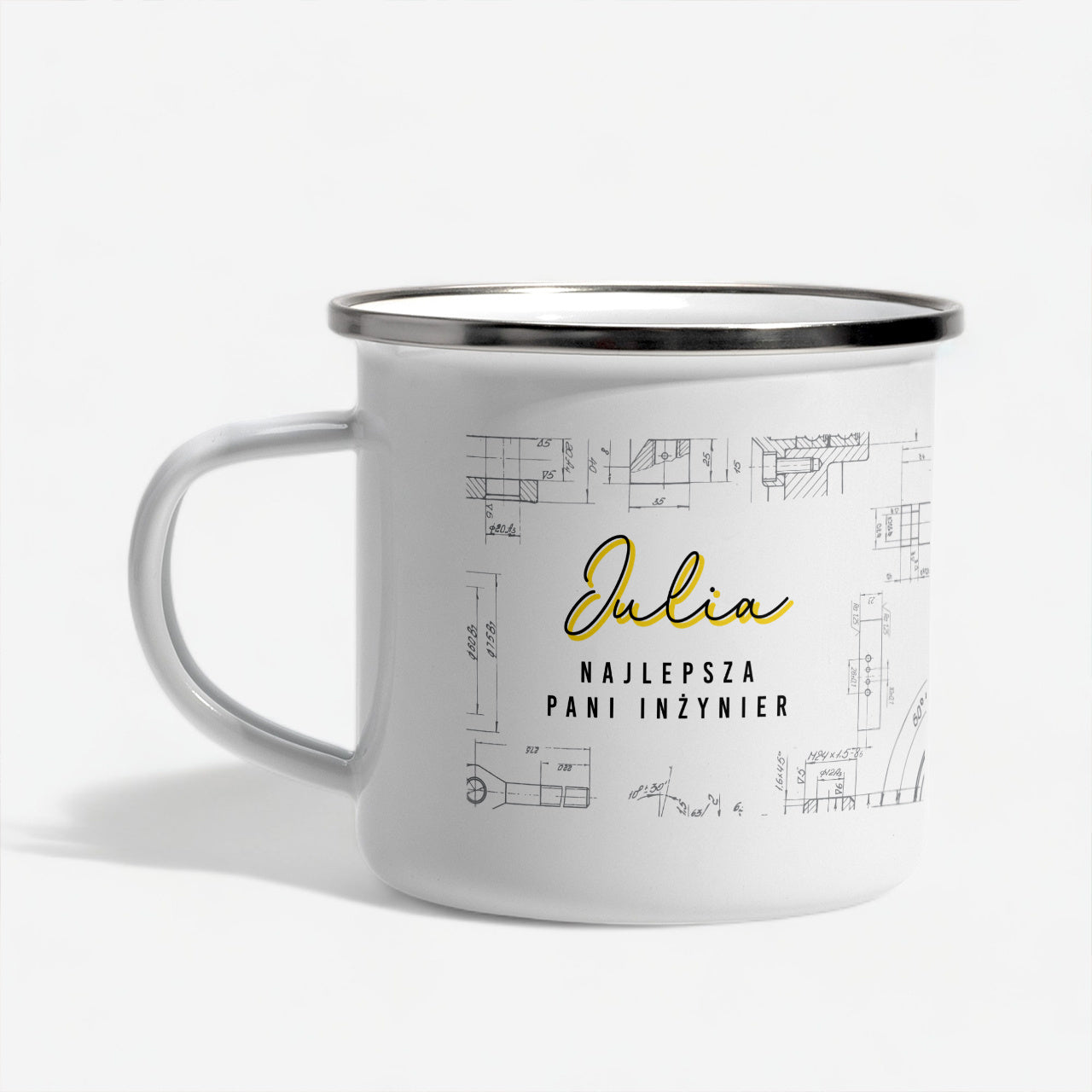 Personalizowany kubek emaliowany - prezent dla Pani inżynier