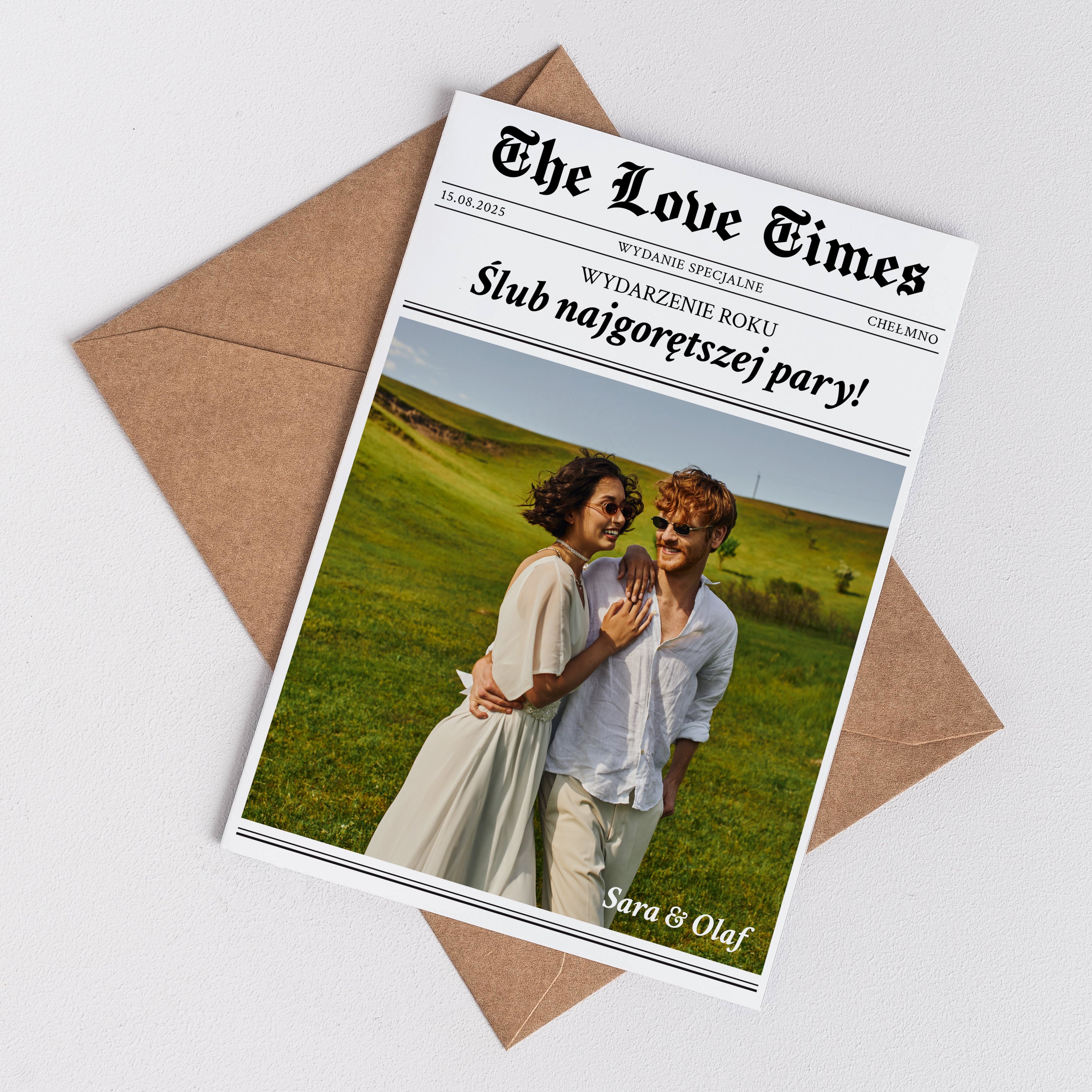 Kartka a4 ze zdjęciem na ślub - the love times