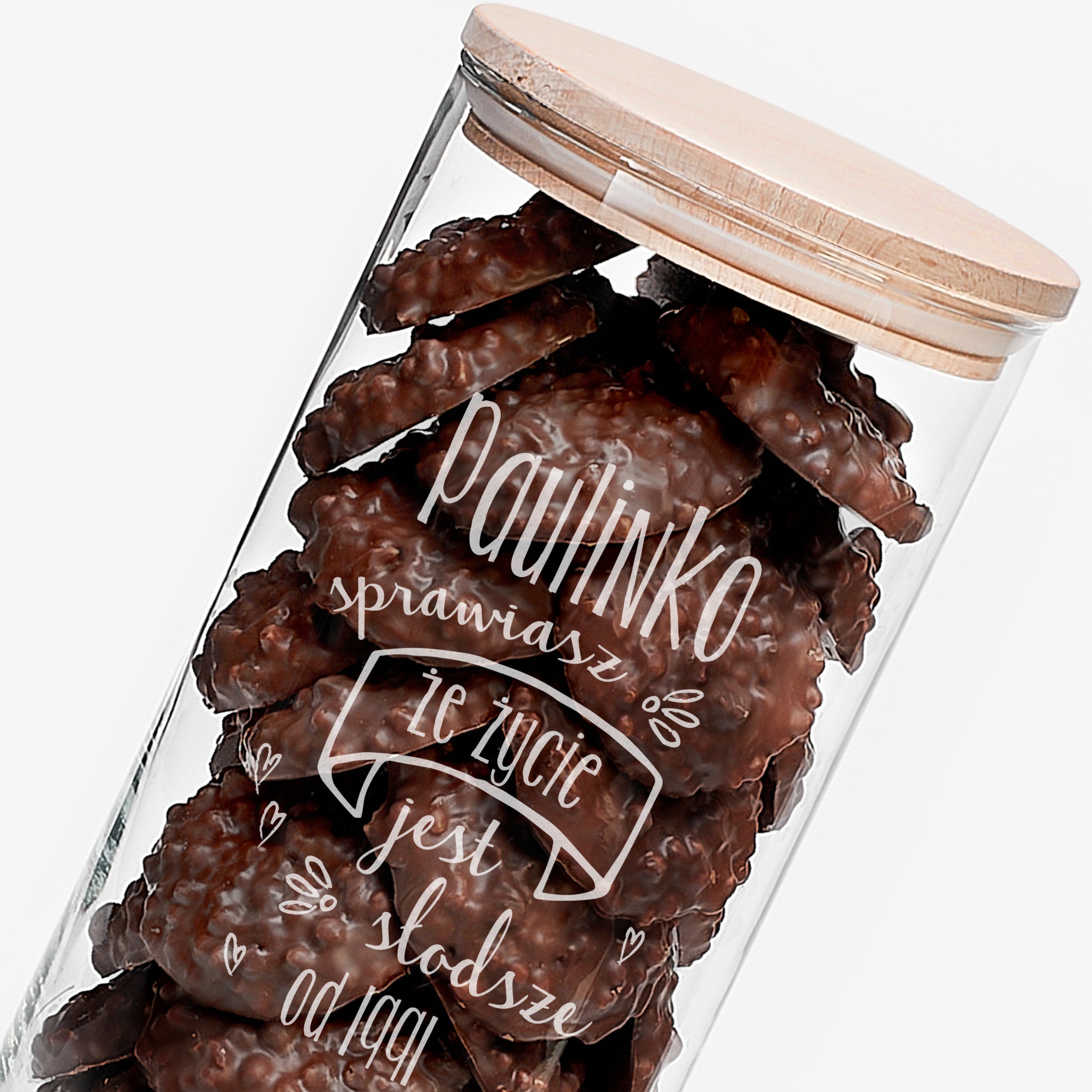 Grawerowany słoik na słodycze - prezent dla ukochanej prezent dla dziewczyny prezent na urodziny dla ukochanej