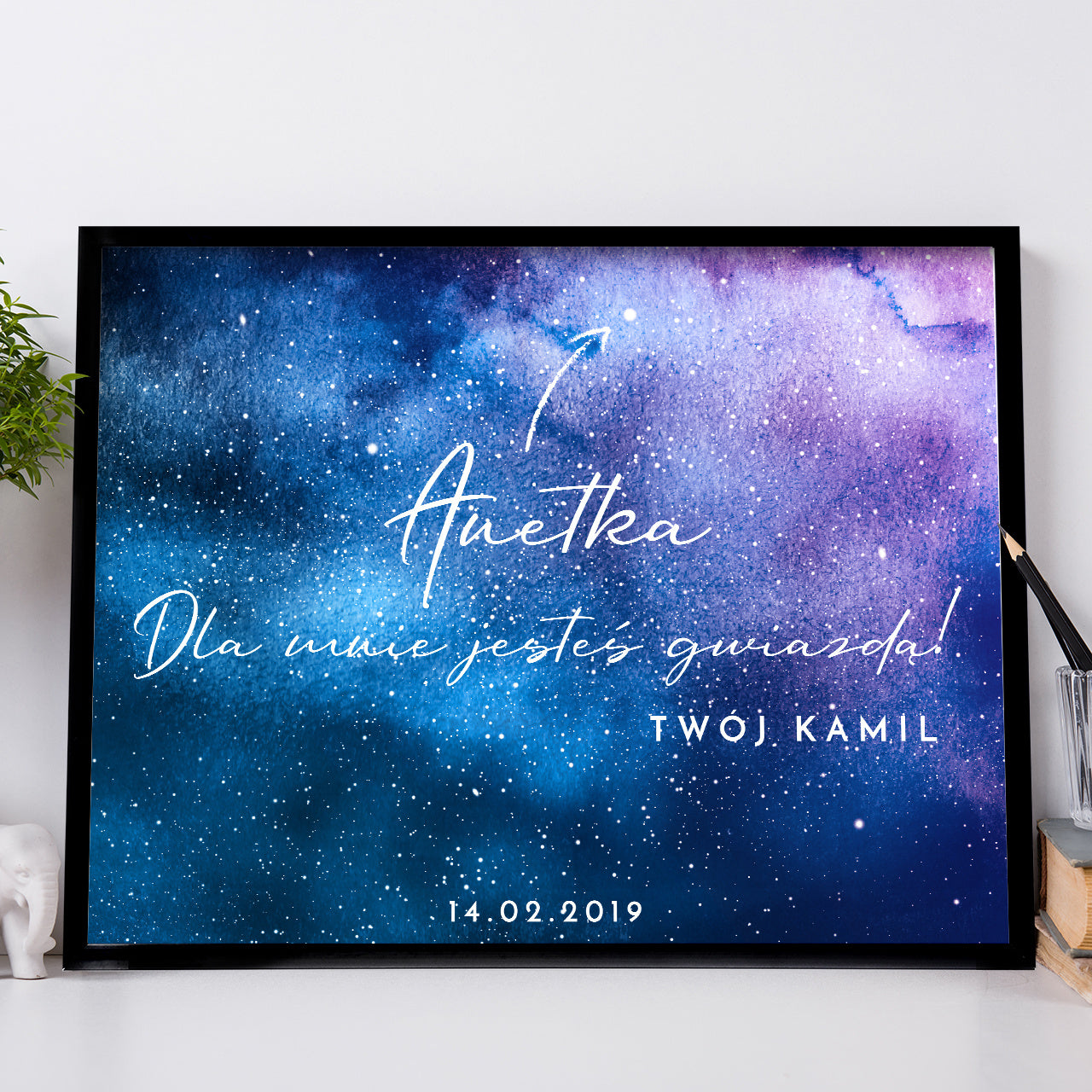 Personalizowany plakat - romantyczny prezent dla niej prezent na Walentynki prezent na rocznicę dla niej