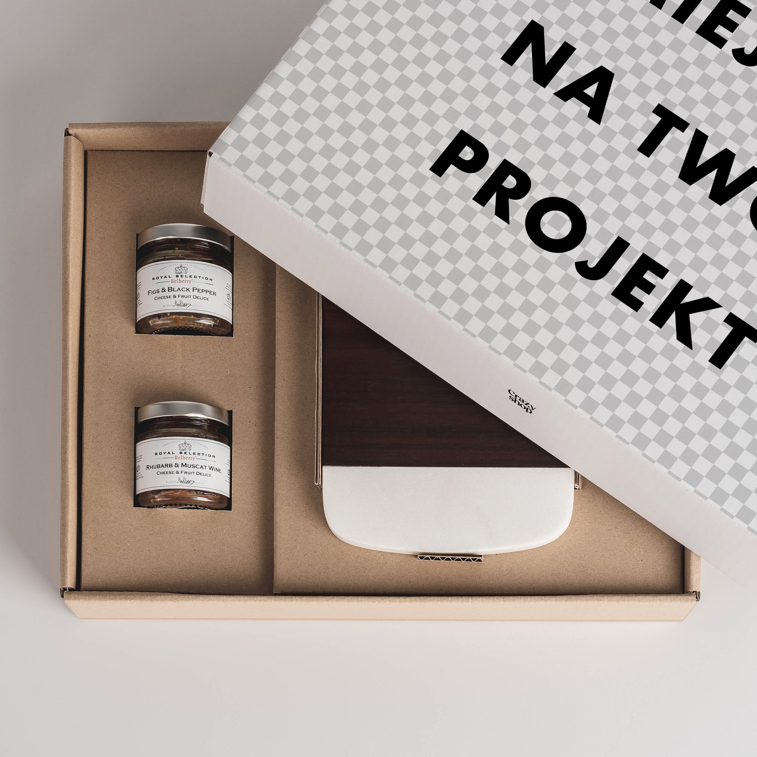 Zestaw prezentowy z własnym projektem - deska i konfitury