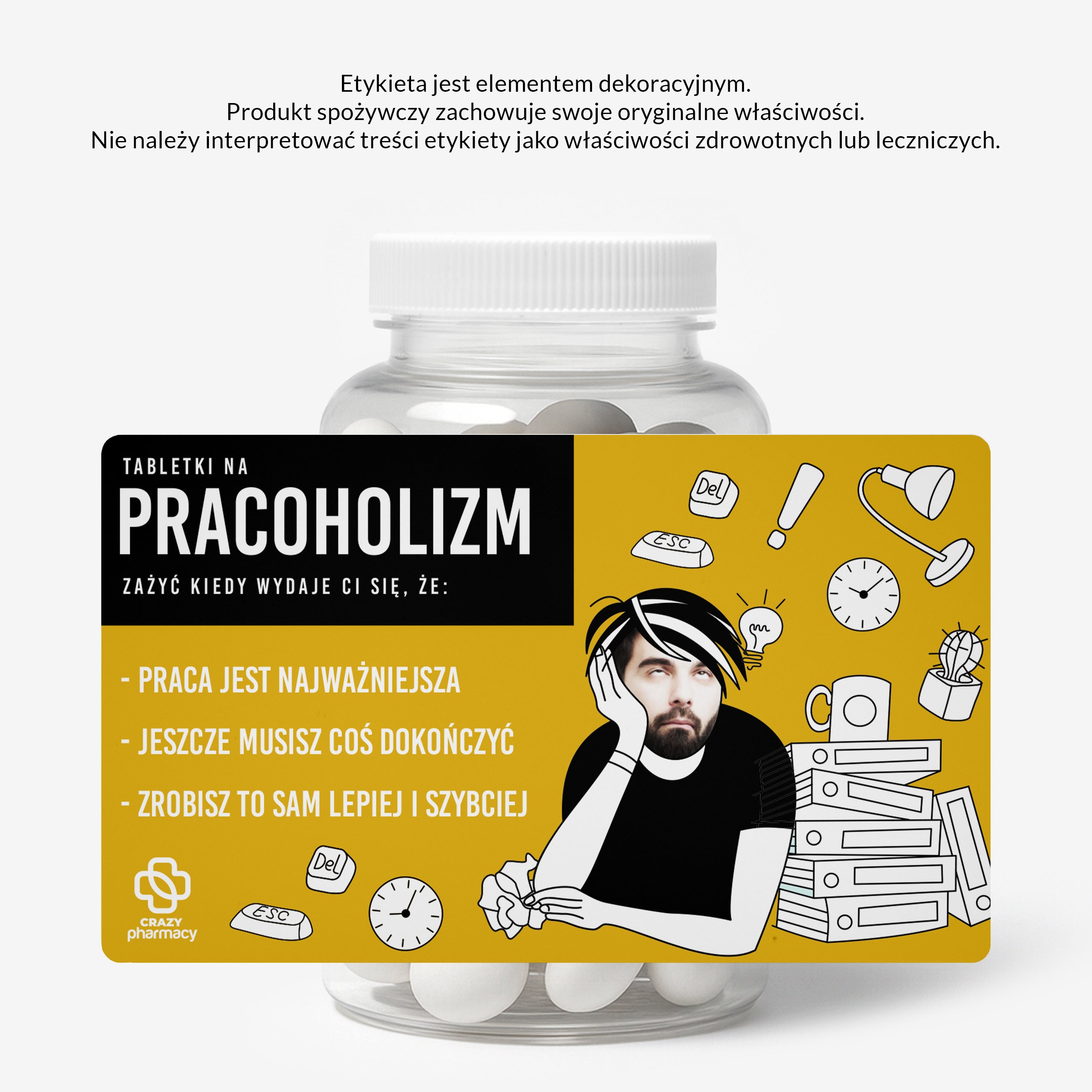 Miętówki + etykieta dekoracyjna do samodzielnego naklejenia - dla pracoholika cukierki miętowe miętowe cukierki