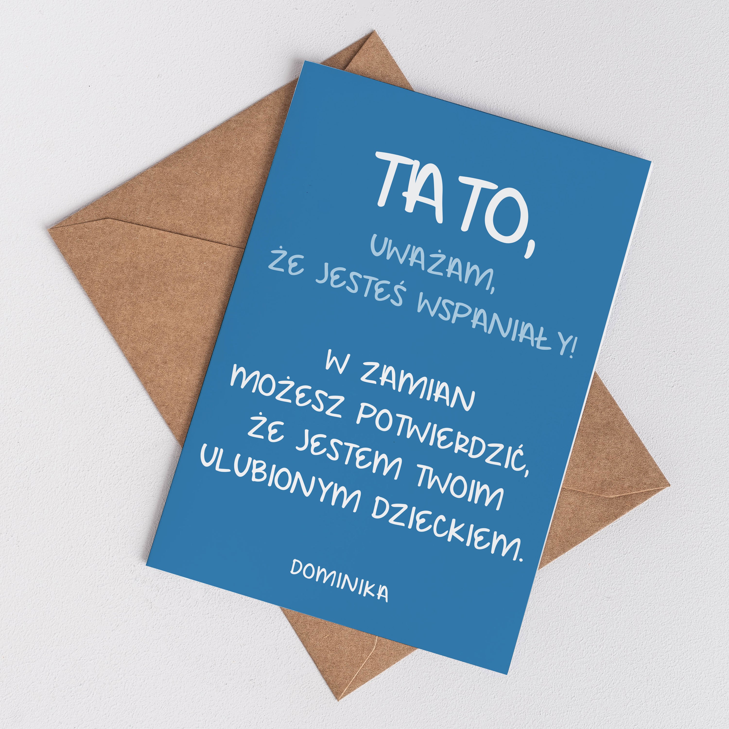 Kartka na Dzień Taty - jesteś wspaniały upominek dla Taty prezent dla Taty na Dzień Taty kartka personalizowana