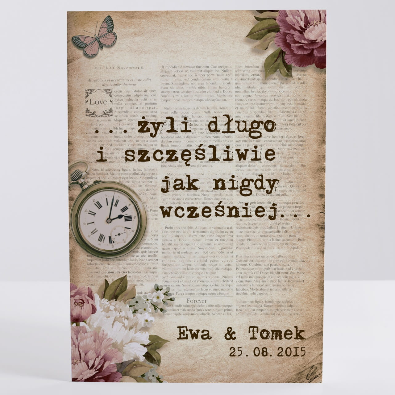 Personalizowana kartka na Rocznicę Ślubu prezent na rocznicę ślubu romantyczna kartka na rocznicę