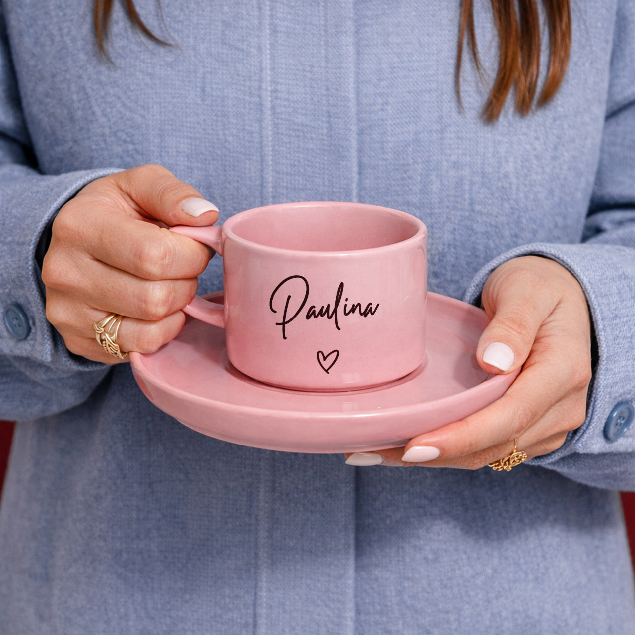 Personalizowana filiżanka z talerzykiem dla niej - imię