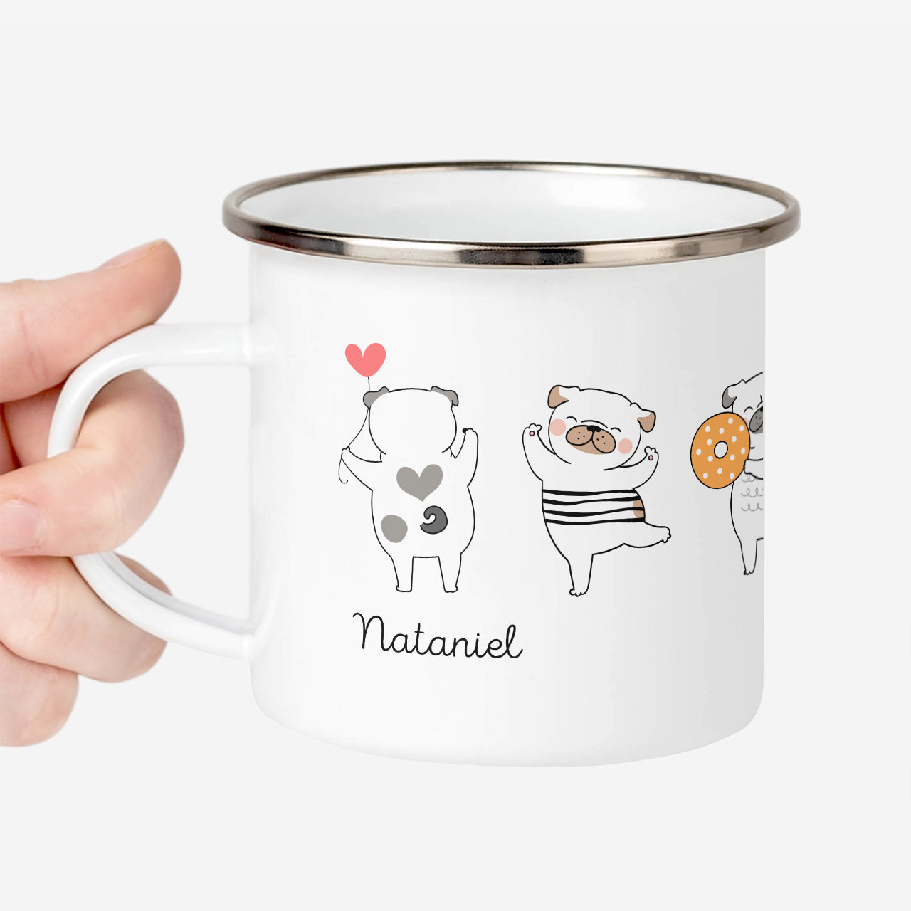 Kubek emaliowany z psami - prezent dla psiarza kubek z nadrukiem dla psiarza