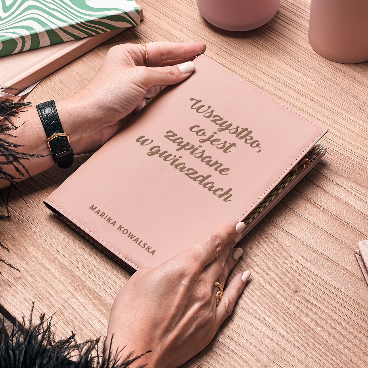 Notatnik z zamkiem ZAPISANE W GWIAZDACH  personalizowany notatnik prezent dla zodiakary