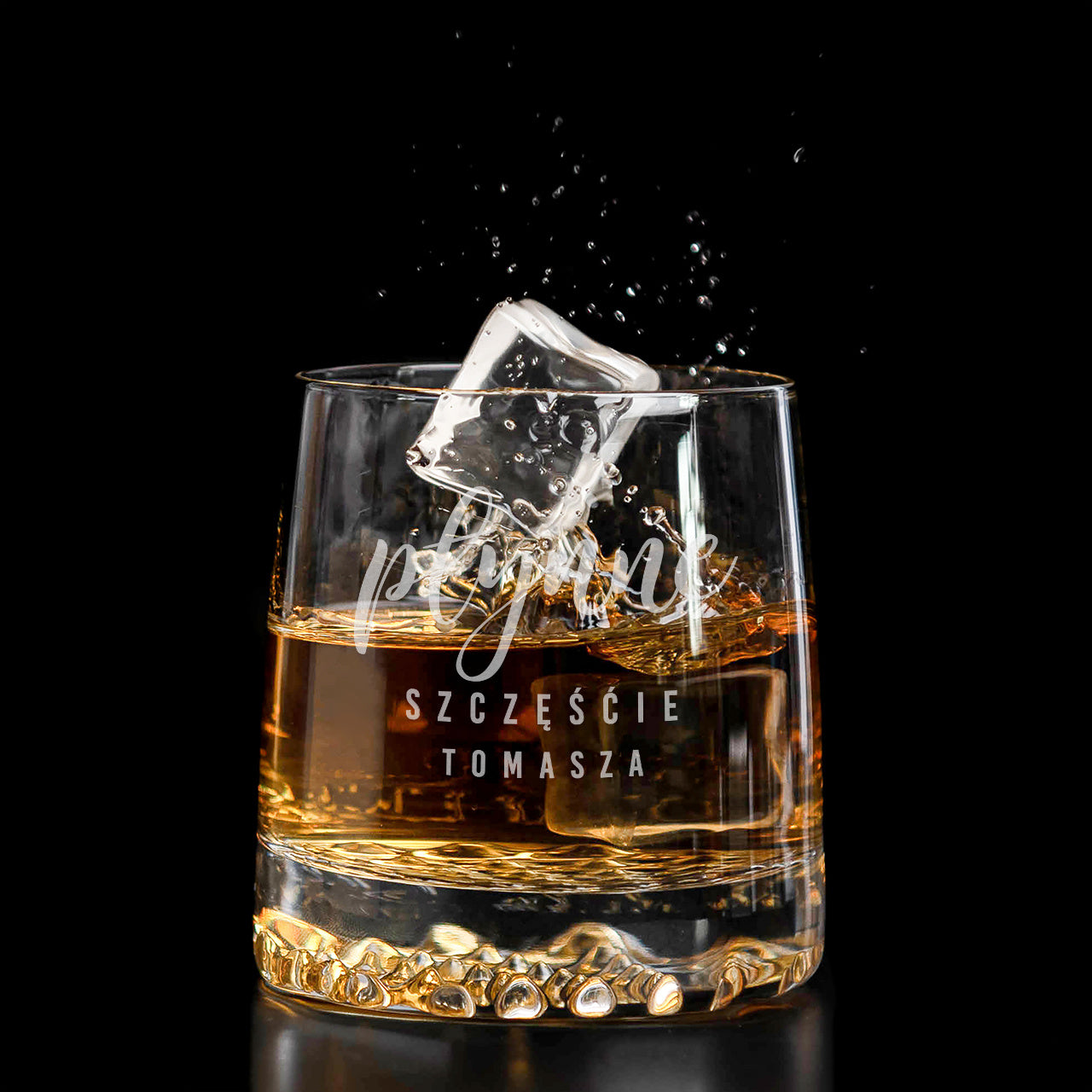 Grawerowana szklanka do whisky - Płynne Szczęście - prezent dla miłośnika whisky